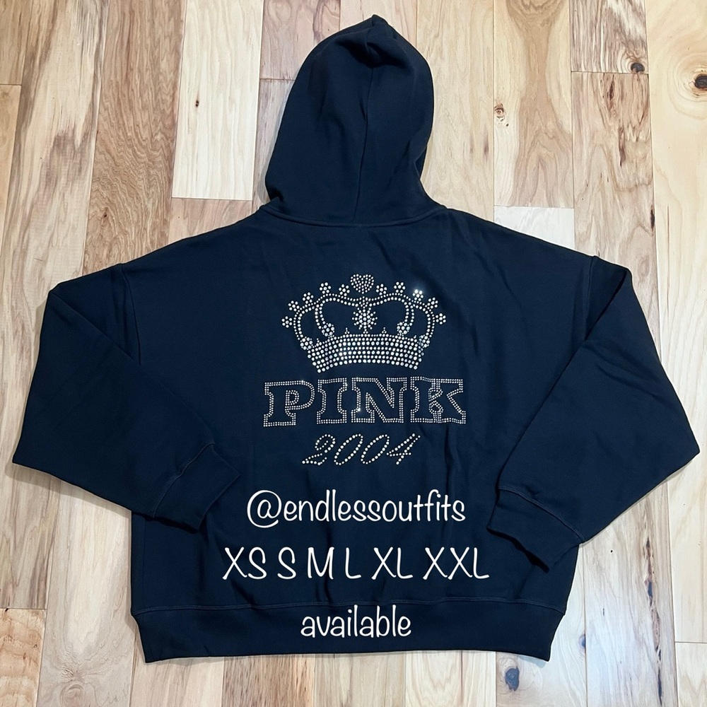 VS PINK LIMITED EDITION BLACK BLING FULL ZIP HOODIE Y2K NEW RELEASE